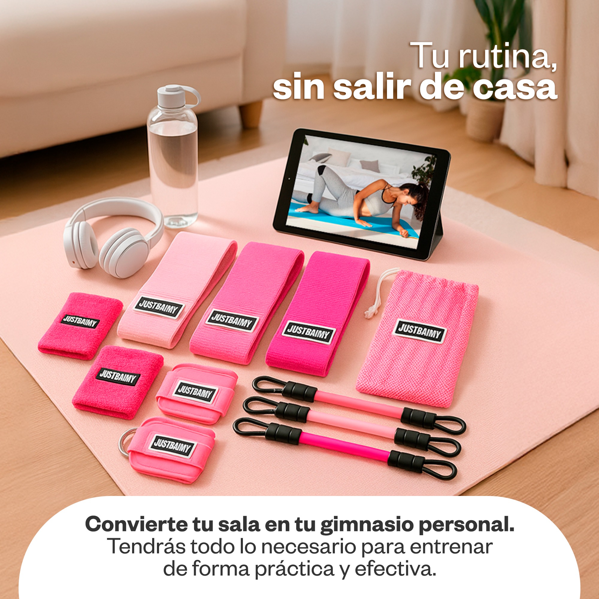 Set JUSTBAIMY preparado para entrenar en casa
